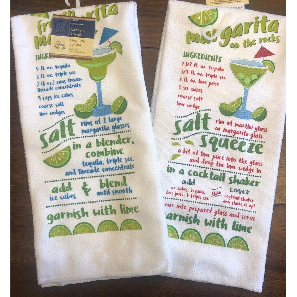 2 MARGARITA RECIPE Kitchen Hand Towels